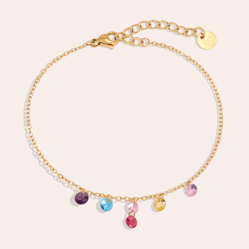 Edelstahl Armband 17cm runde Zirkonia