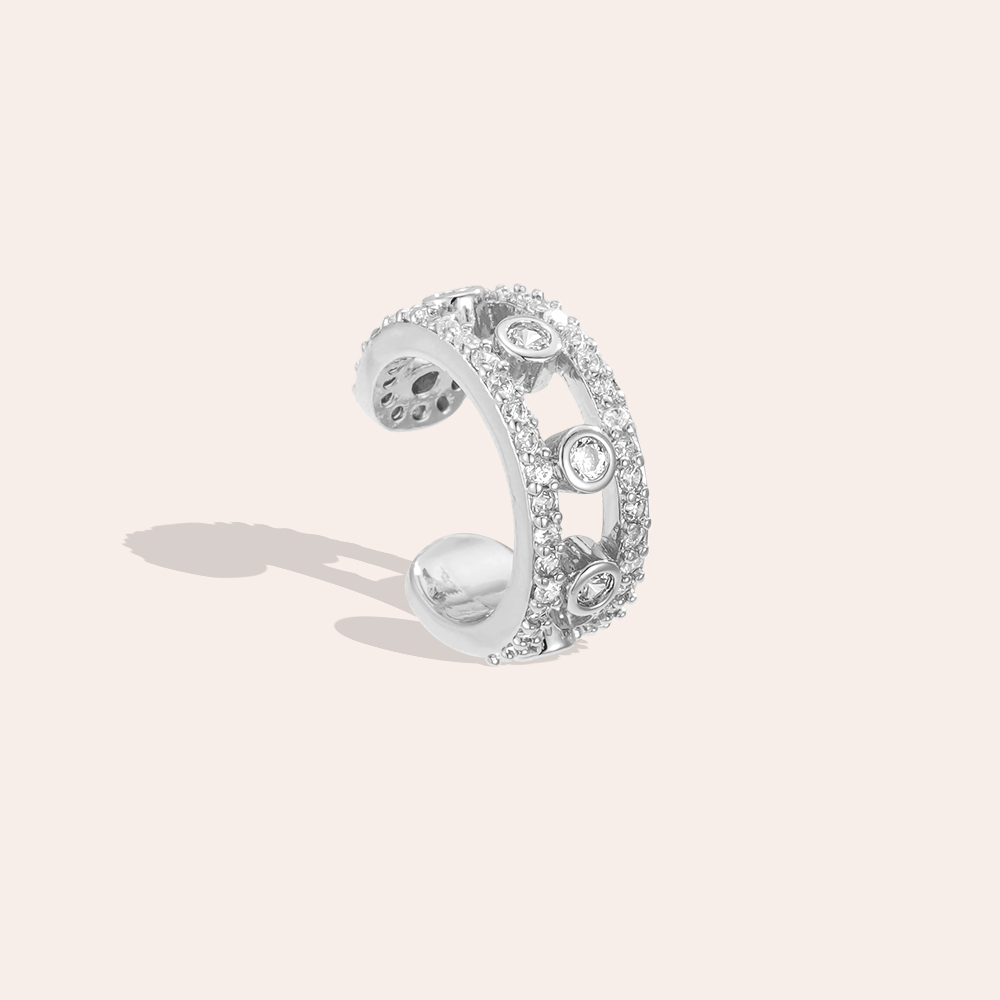 15mm Doppelketten Zirkonia Vergoldete Ear-cuffs