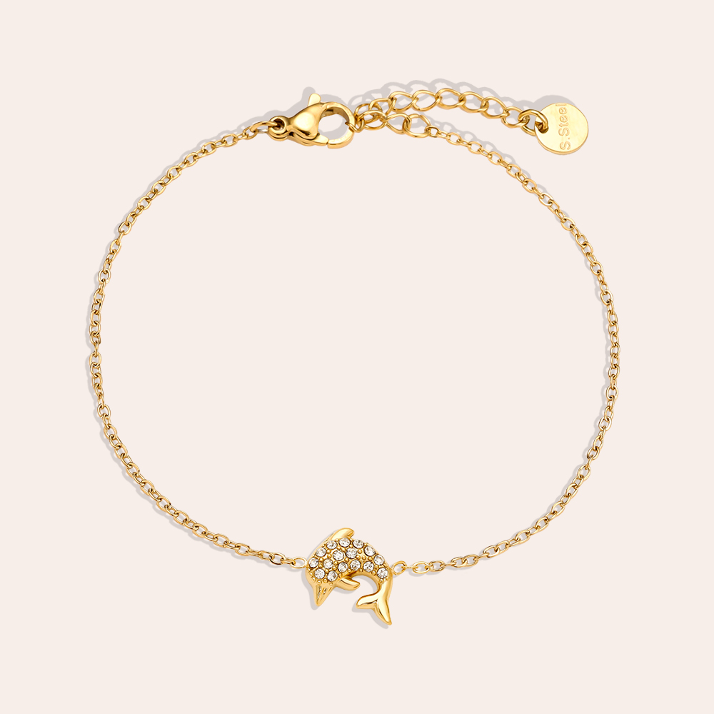 17cm Diamond Dolphin Edelstahl Armkette    