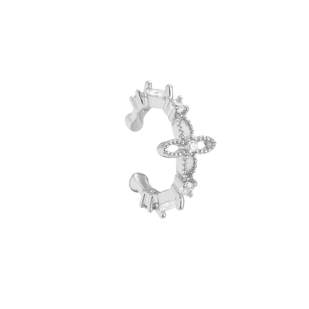 Vergoldete Ear-cuffs 15mm Zirkonia Singular Kleeblatt  