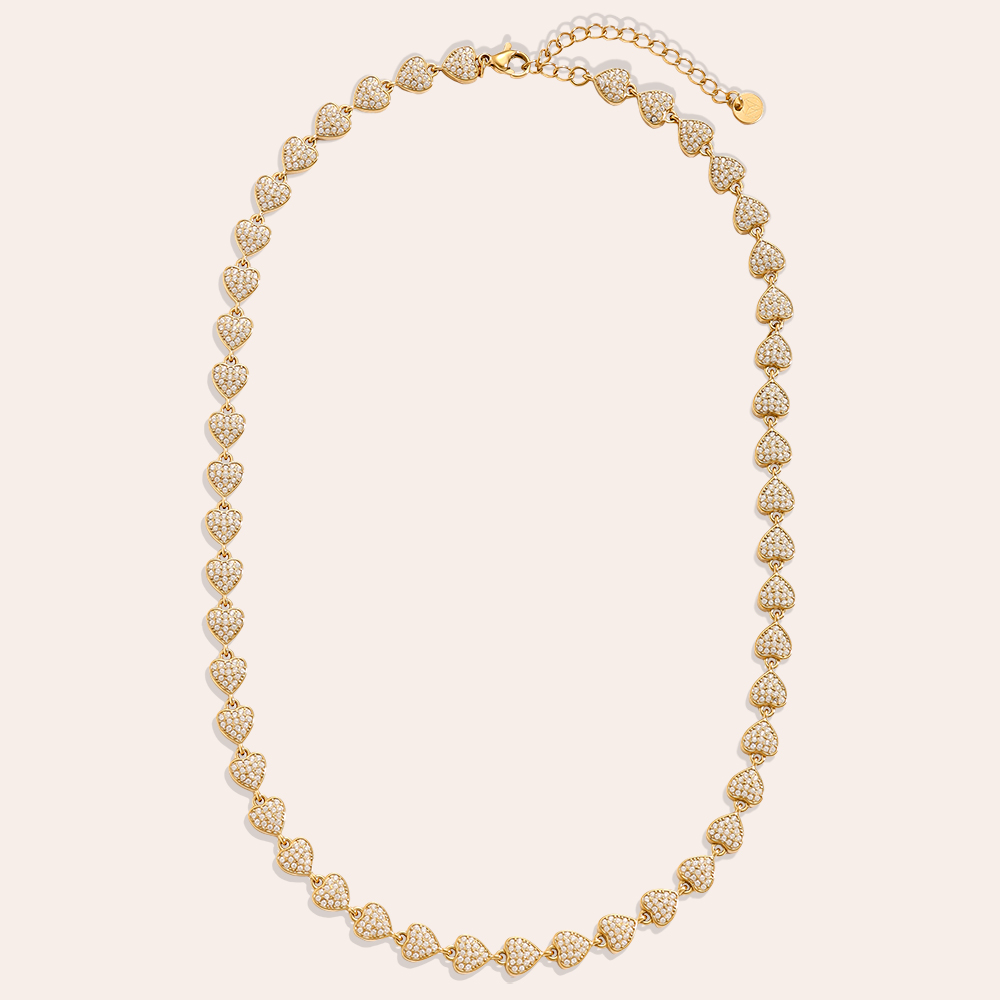 43cm Diamond Hearts Chain Edelstahl Halskette    