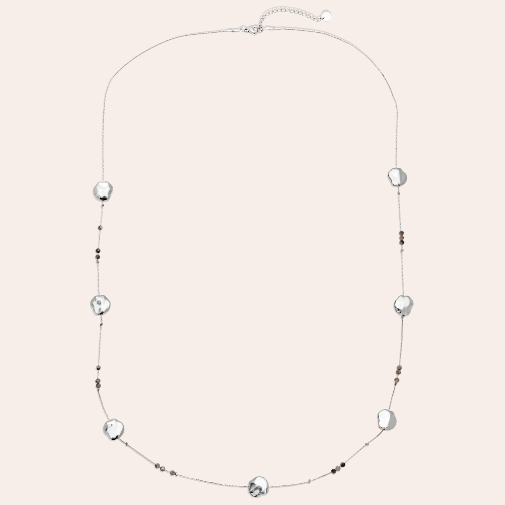 Edelstahl Halskette 80cm Uneven Plate And Labradorite
