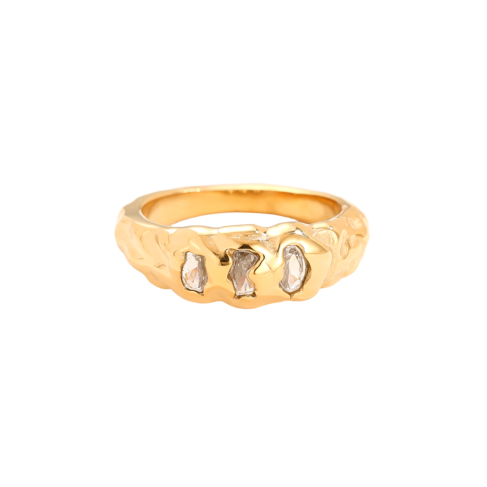 Three Diamonds Edelstahl Ring        