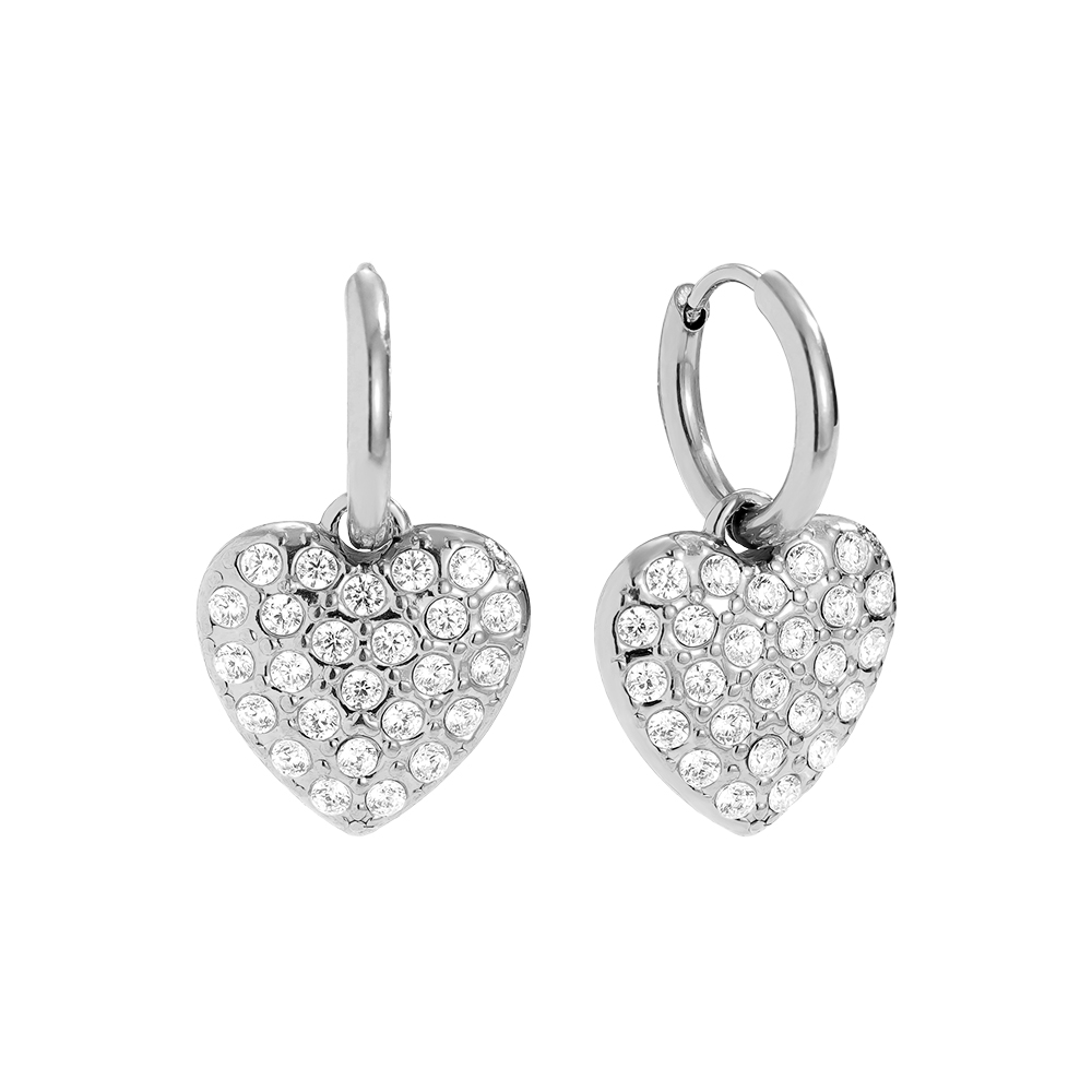 2.2cm Diamond Heart Edelstahl Ohrringe  