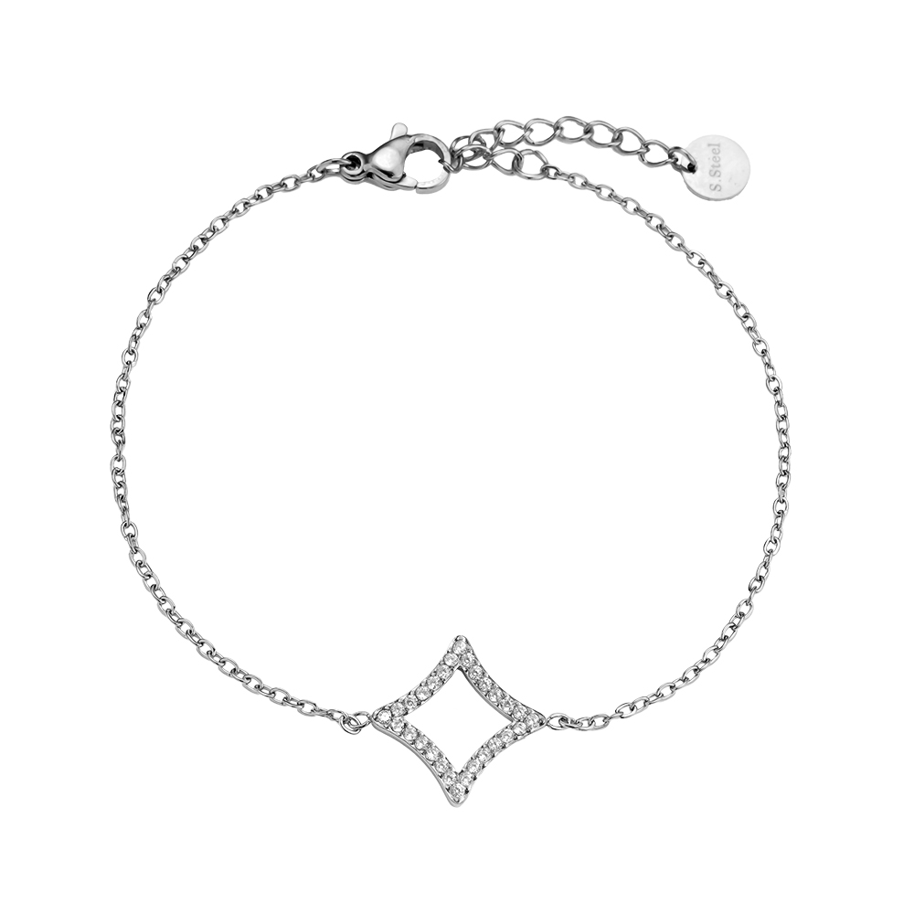 17cm Diamond Rhombus Edelstahl Armband    