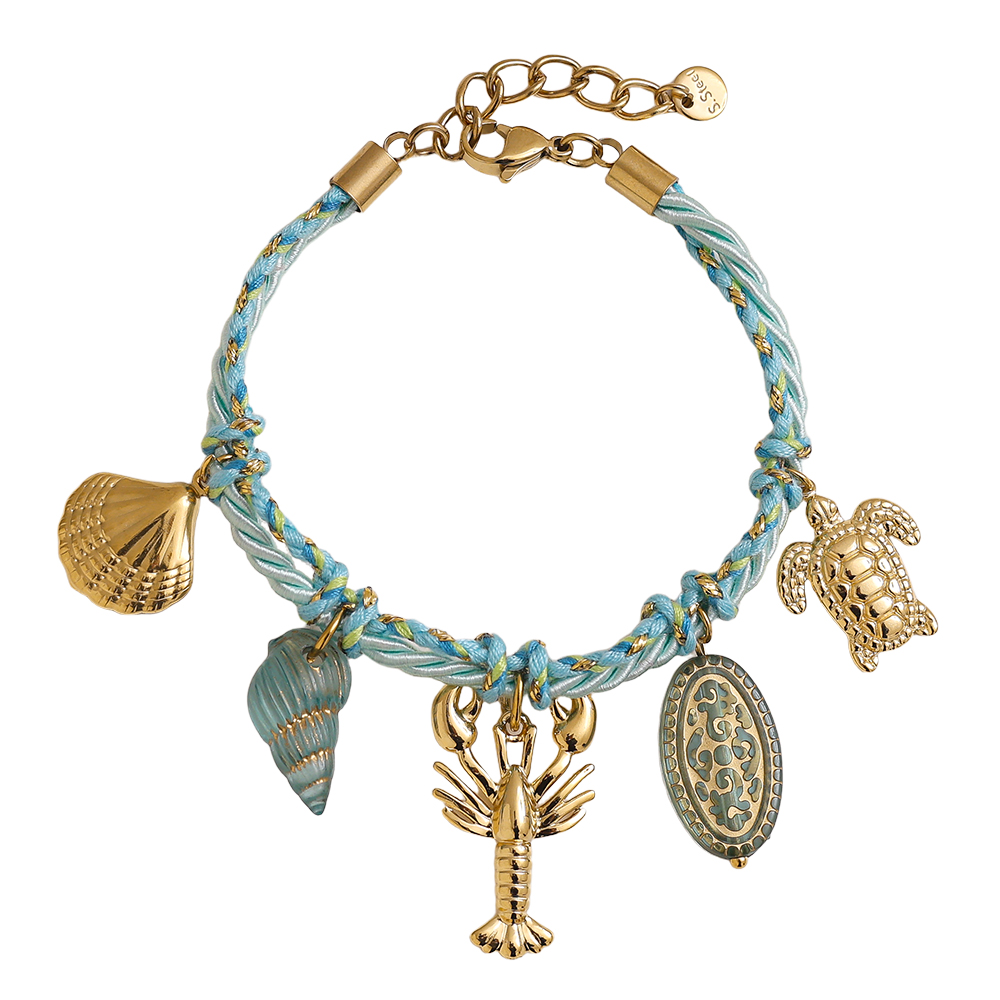 18cm blauer Ozean-Stil Edelstahl Armband   