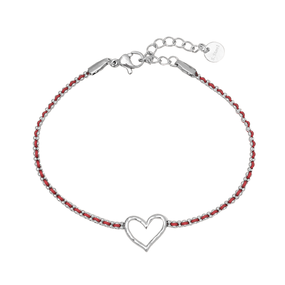 17cm Heart In Red Chain Edelstahl Armkette     