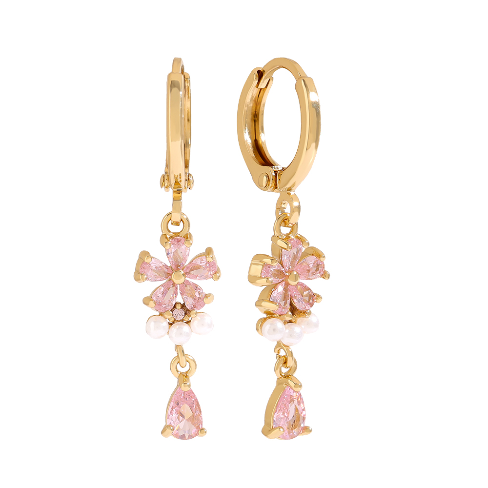 33mm Pearl With Diamond Flower Vergoldete Ohrringe 