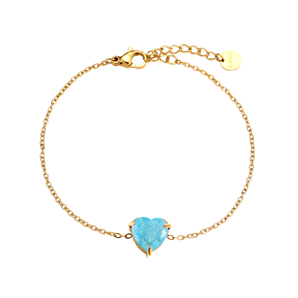 16cm Multi Color Diamond Heart Edelstahl Armband