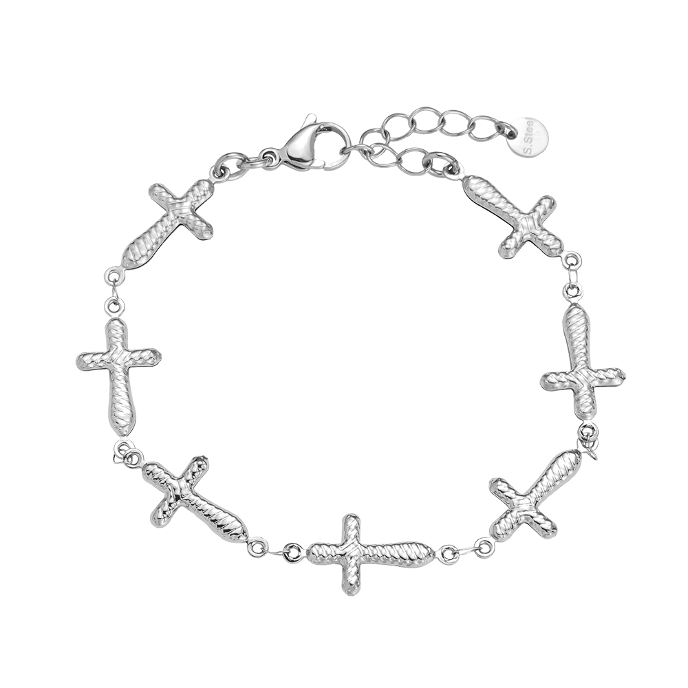 17cm Fine Cross Edelstahl Armband 