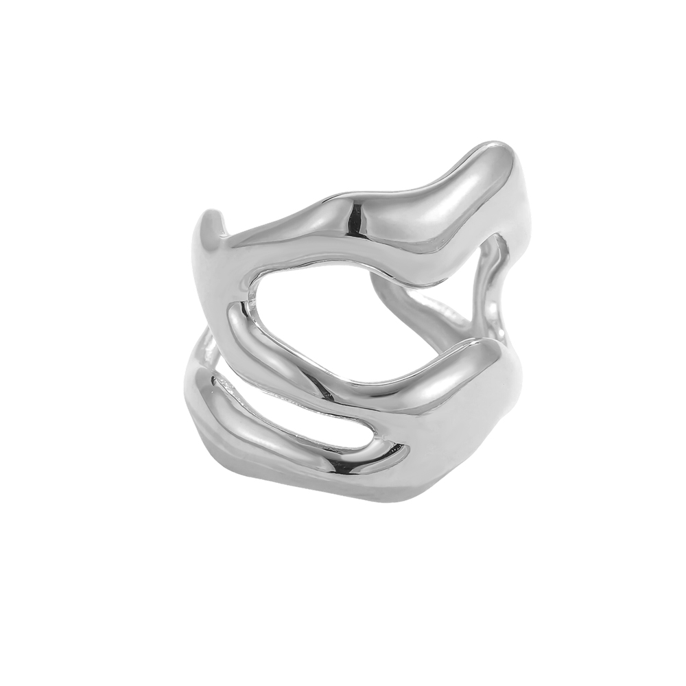 Edelstahl Ring Verstellbarer Breit Wellig Form