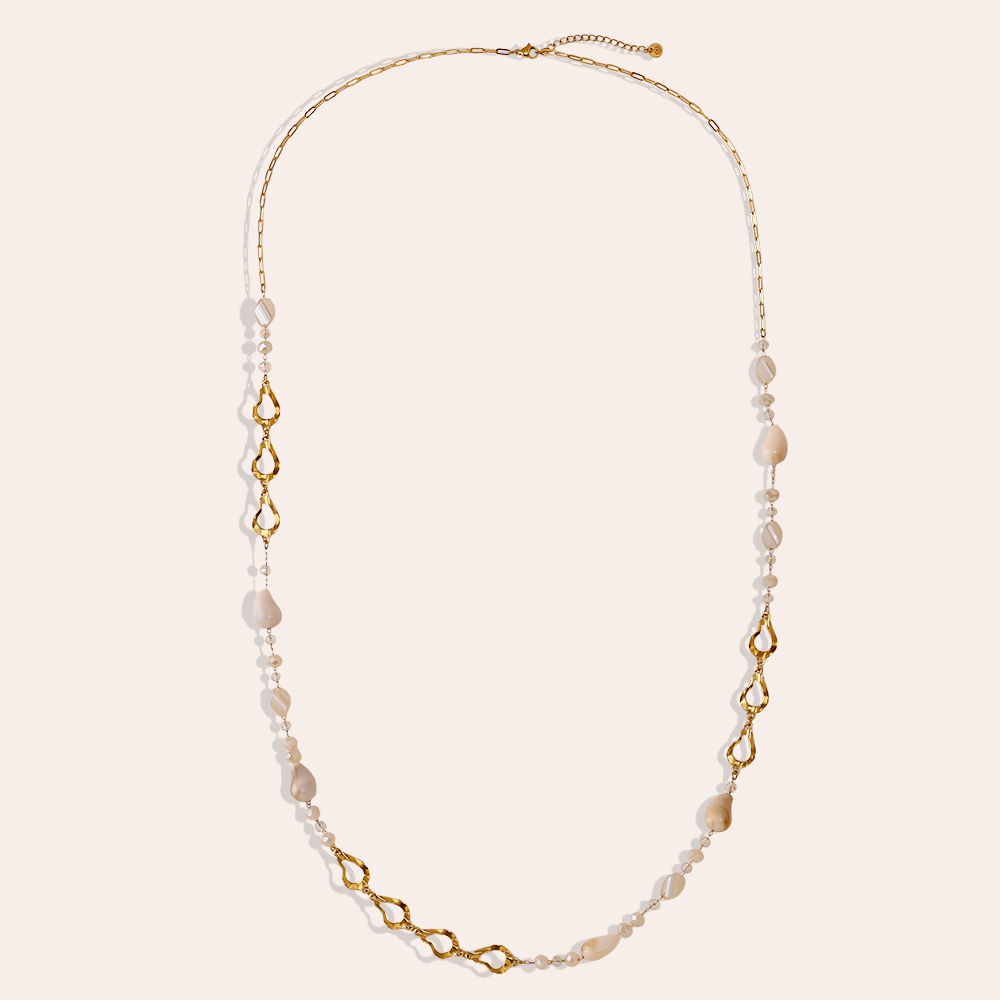 97cm Harz Tropfen und goldener Tropfen Edelstahl Halskette     