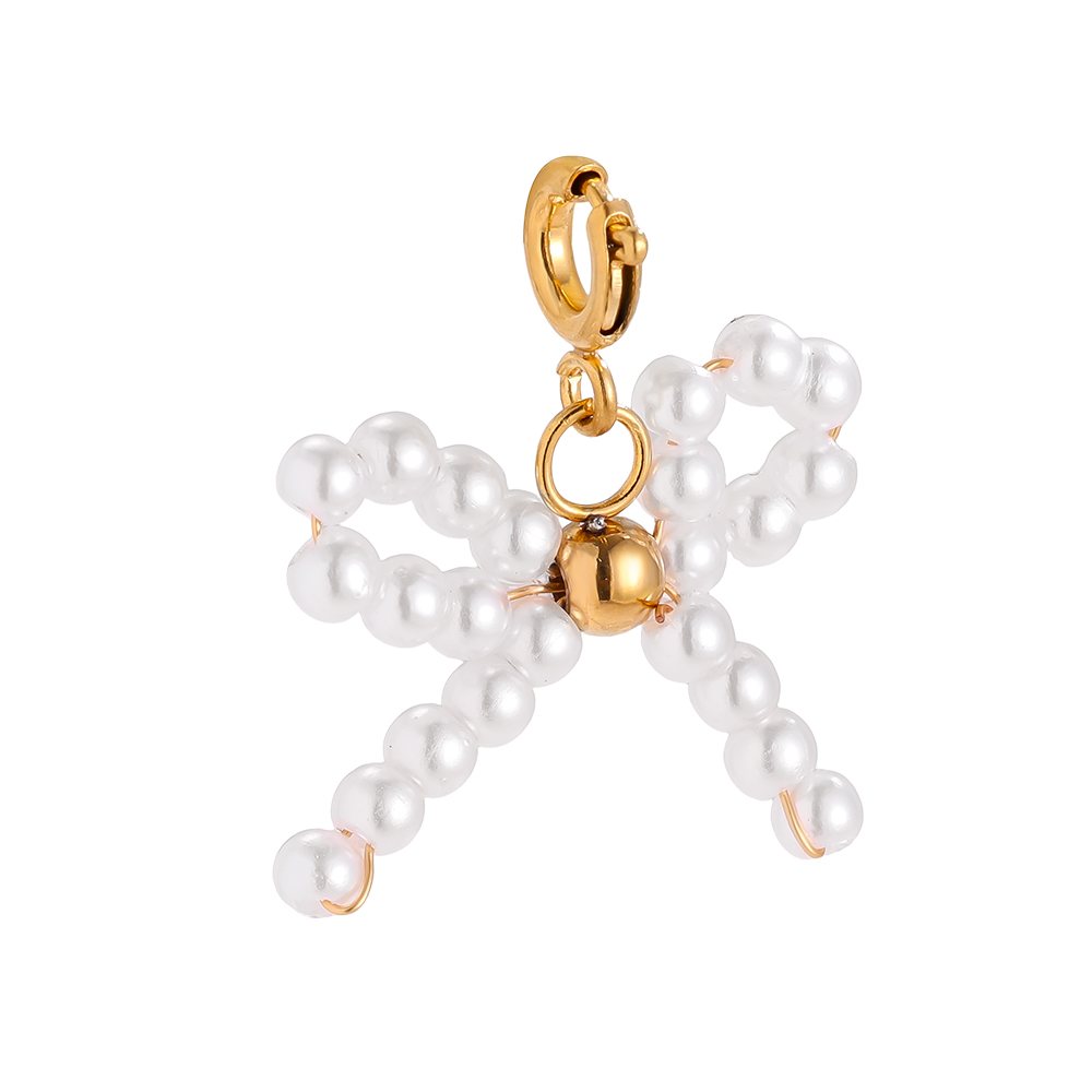 2cm Spring Clasp Pearl Bowtie Edelstahl Pendant       