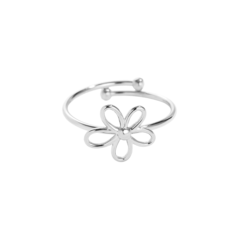 einfache Blume Edelstahl Ring    