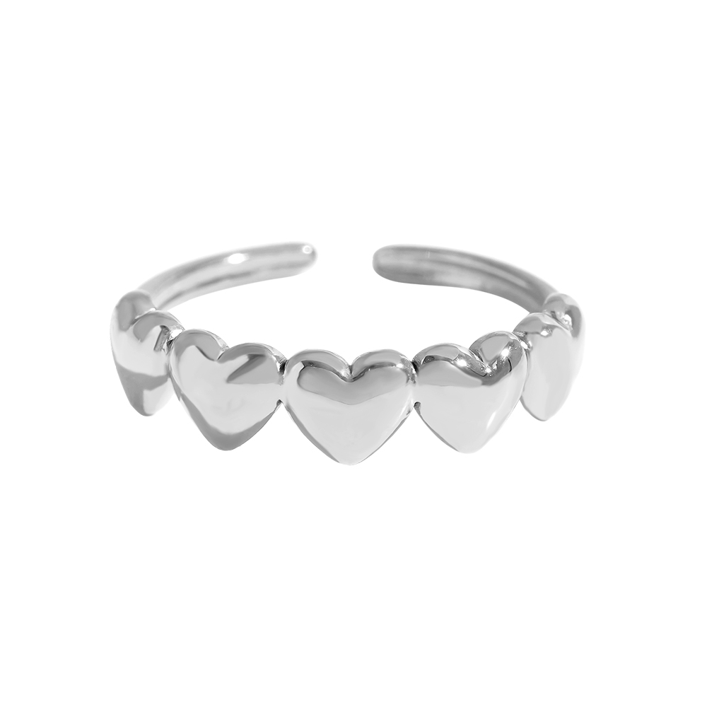 Adjustable Five Hearts Edelstahl Ring