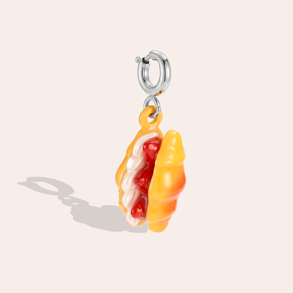 25mm Hotdog mit Federverschluss Edelstahl Pendant  