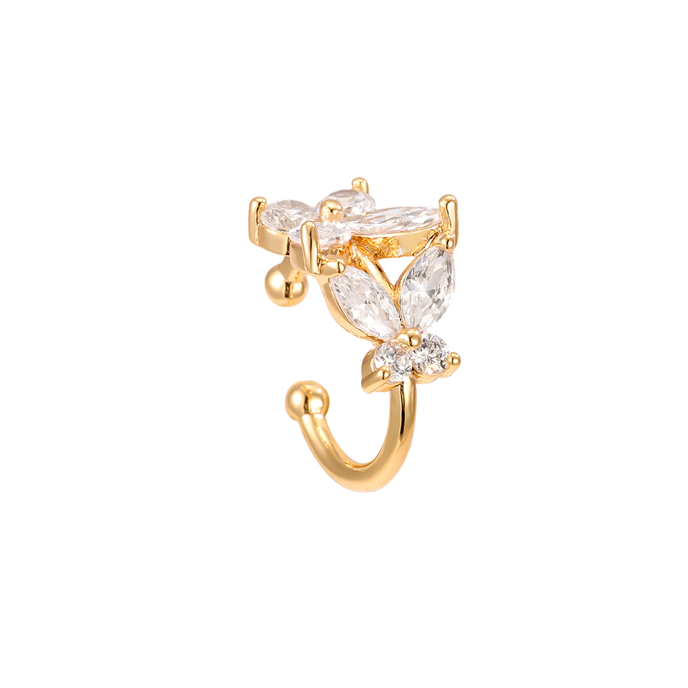 Vergoldete Ear-cuffs 15mm Zirkonia Schmetterling