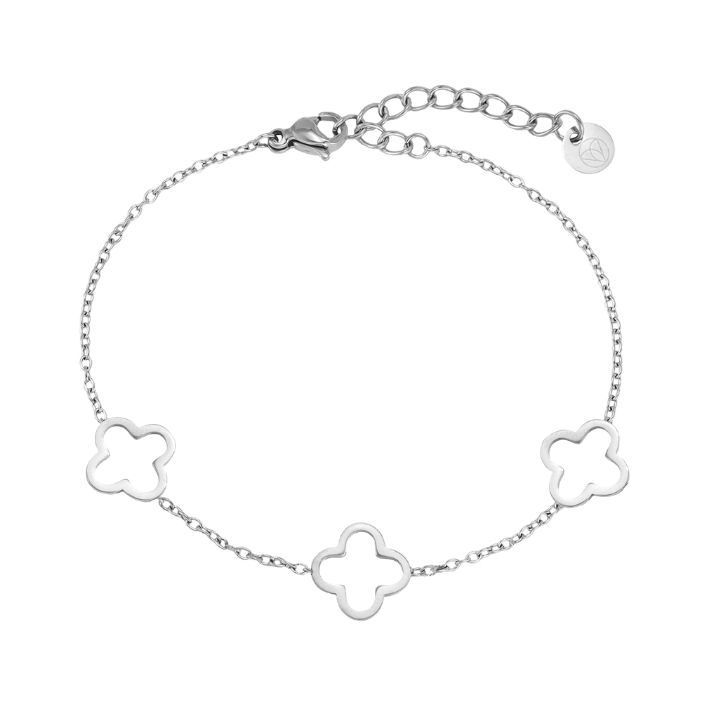 Edelstahl Armband 17cm schlichtes Kleeblatt