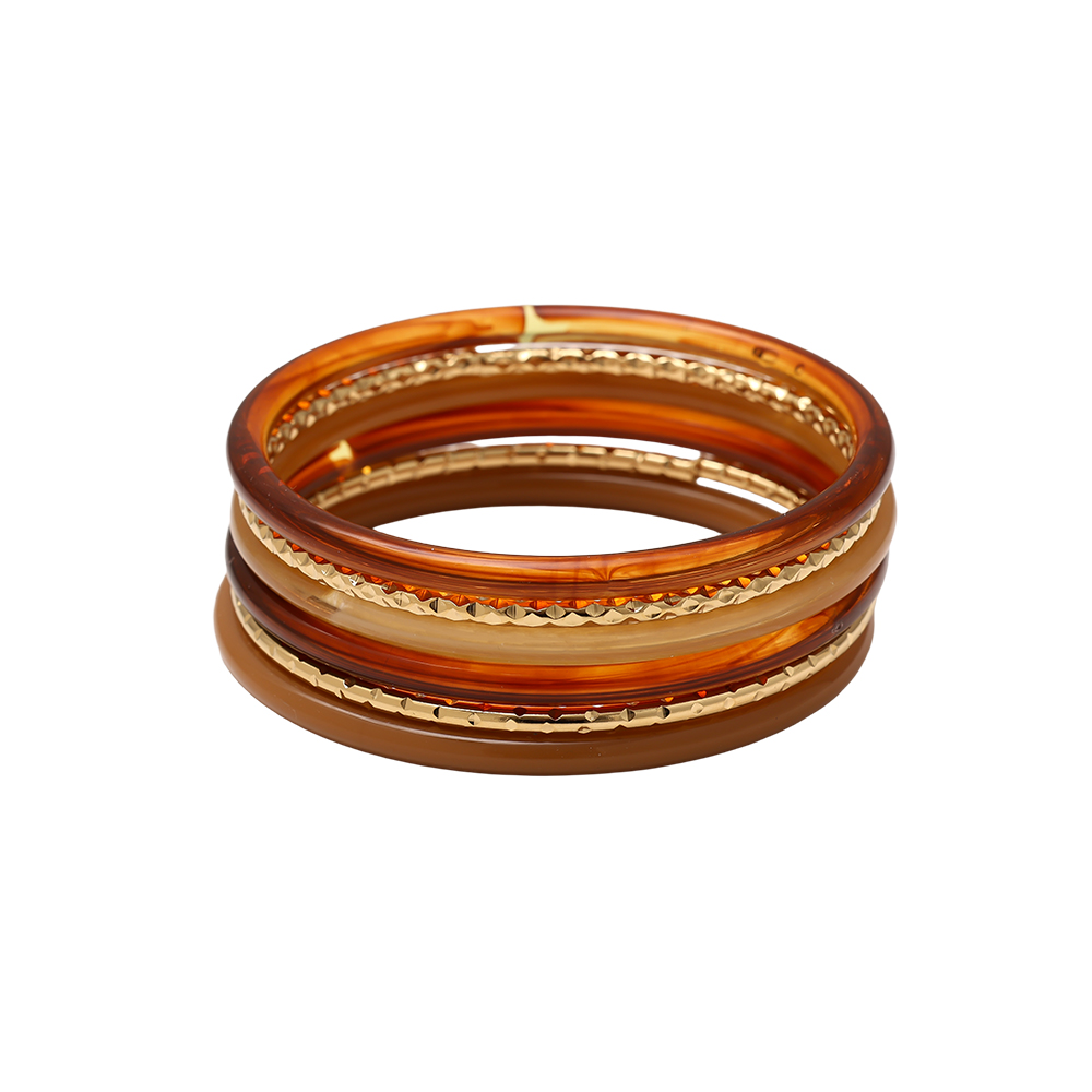 6.5cm Width 6er Resin Edelstahl Armreif Set