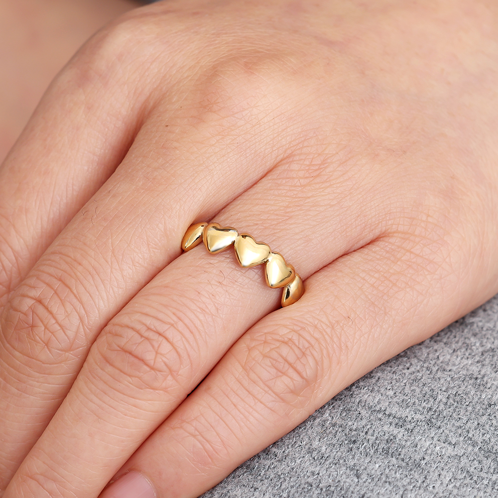 Adjustable Five Hearts Edelstahl Ring