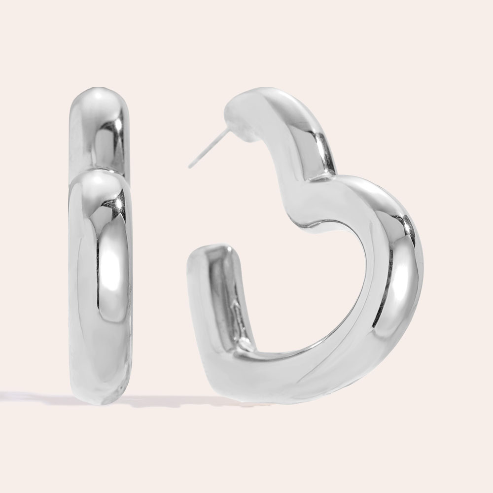 4cm Great Heart Hoop Edelstahl Ohrringe          