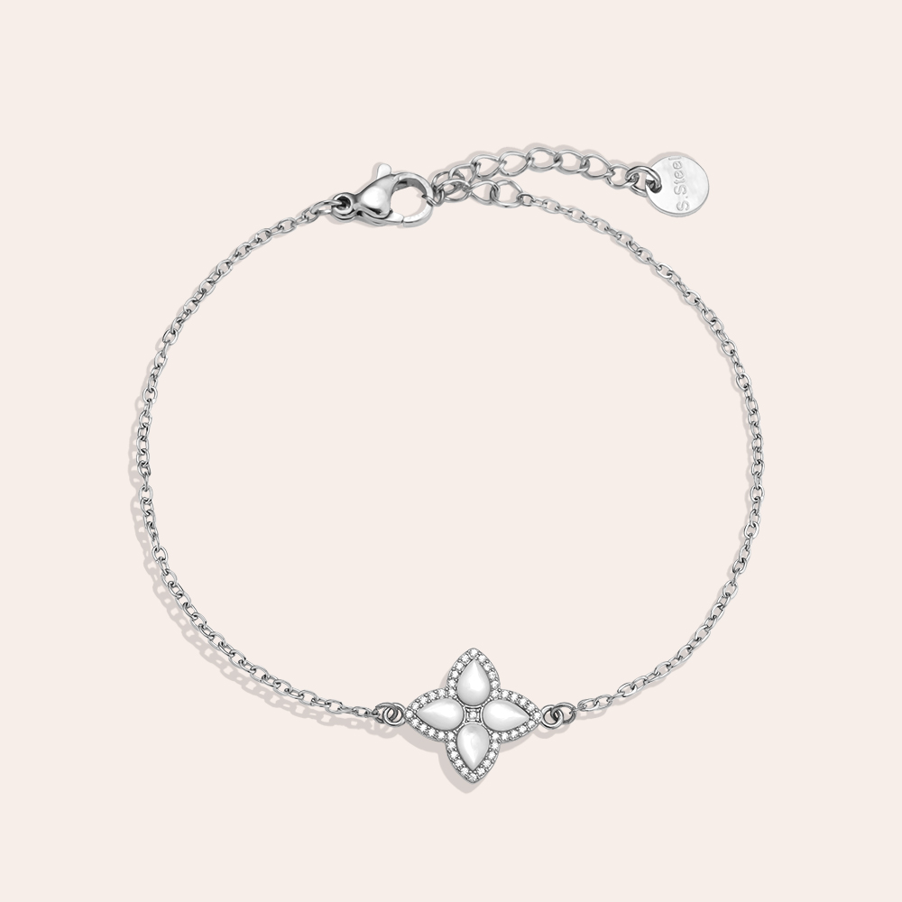 15cm Nice Diamond Luckly Flower Edelstahl Armkette   