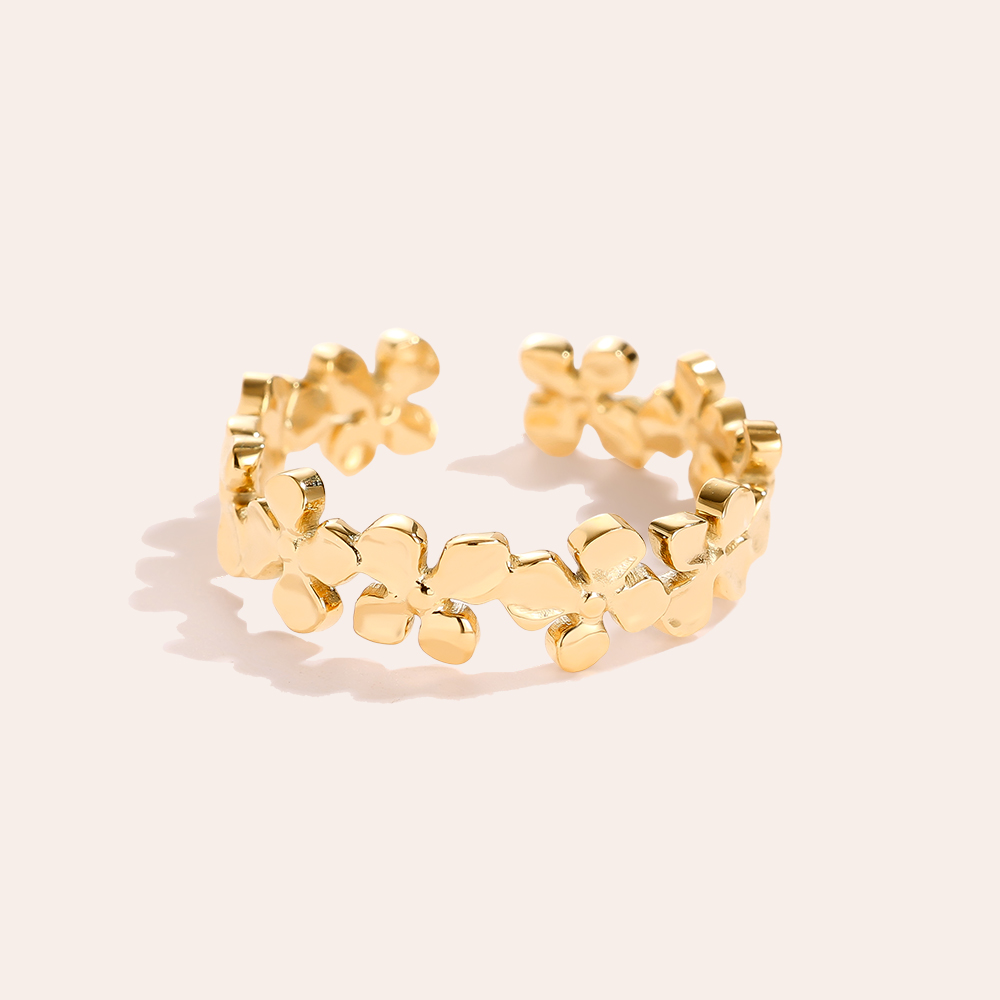 viele Blumen Edelstahl Ring     