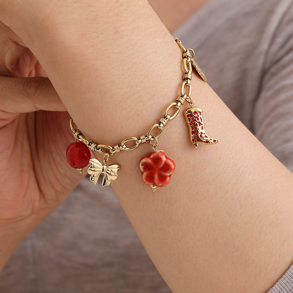 Edelstahl Armkette 17cm Red Charms 2.0