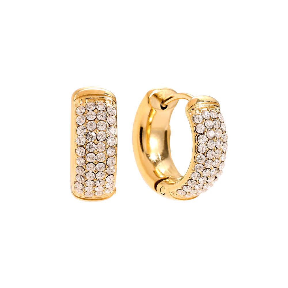 1.0cm 4 Lines Diamond Edelstahl Ohrringe
