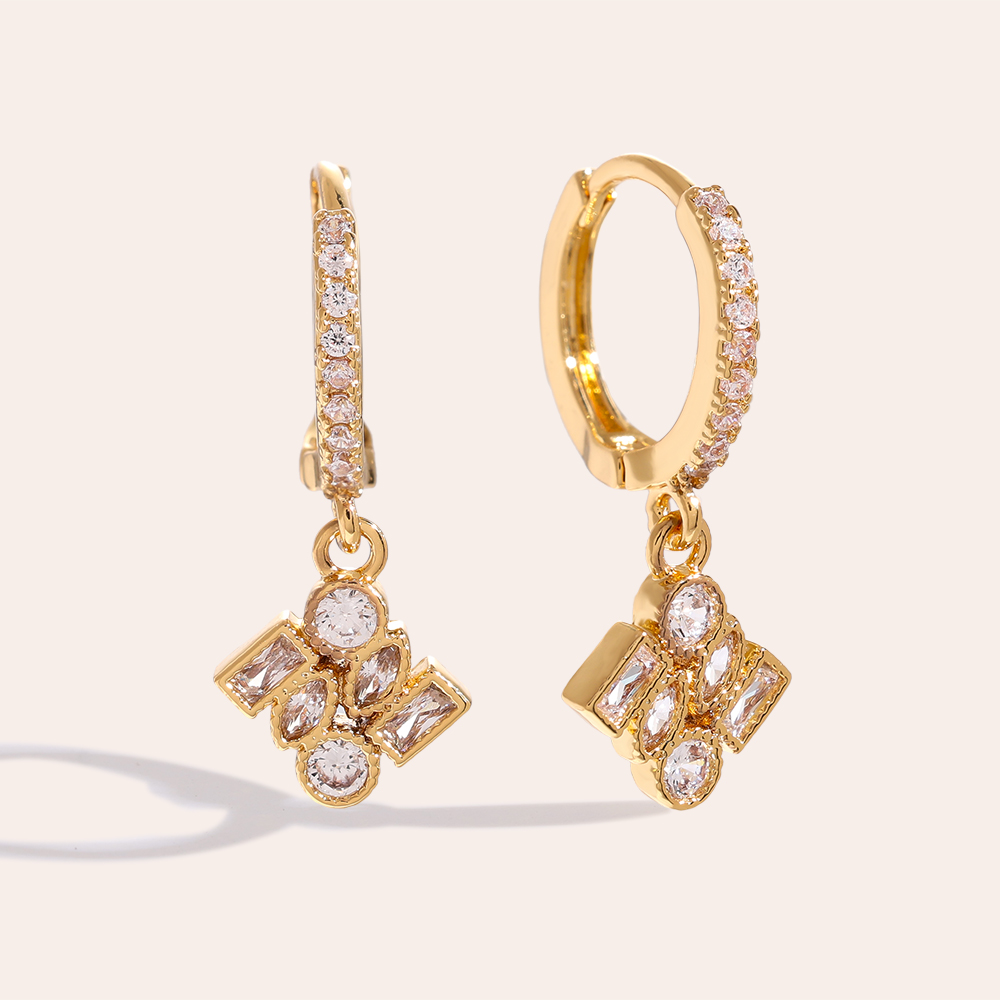2.5cm Combined Cubes Diamond Vergoldete Ohrringe