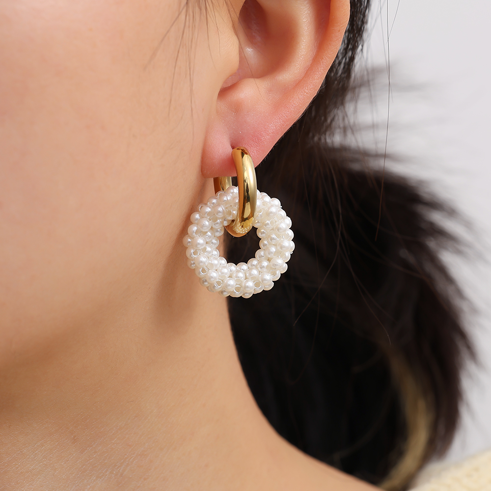 25*65mm Perlen Schleifen Edelstahl Ohrringe