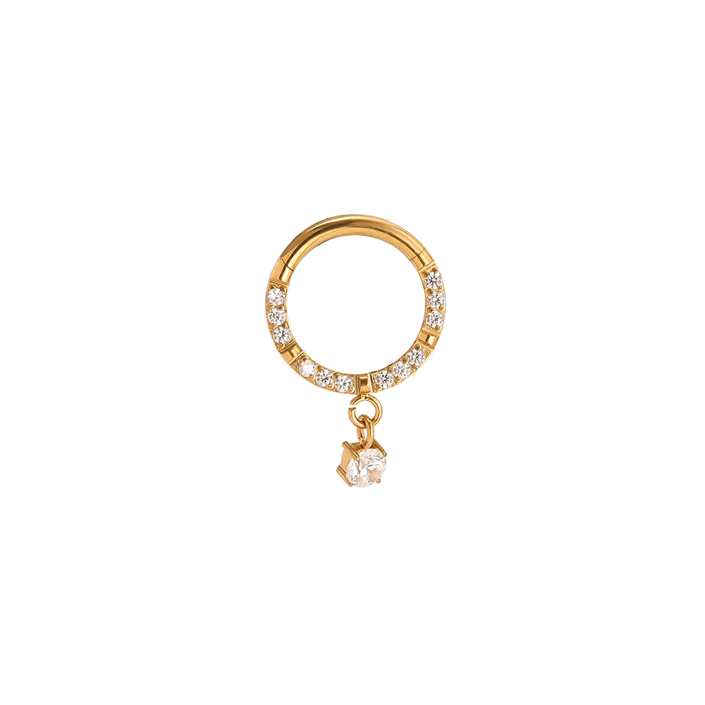 1.2*8mm Diamond Ring Titanium Belly Piercing   