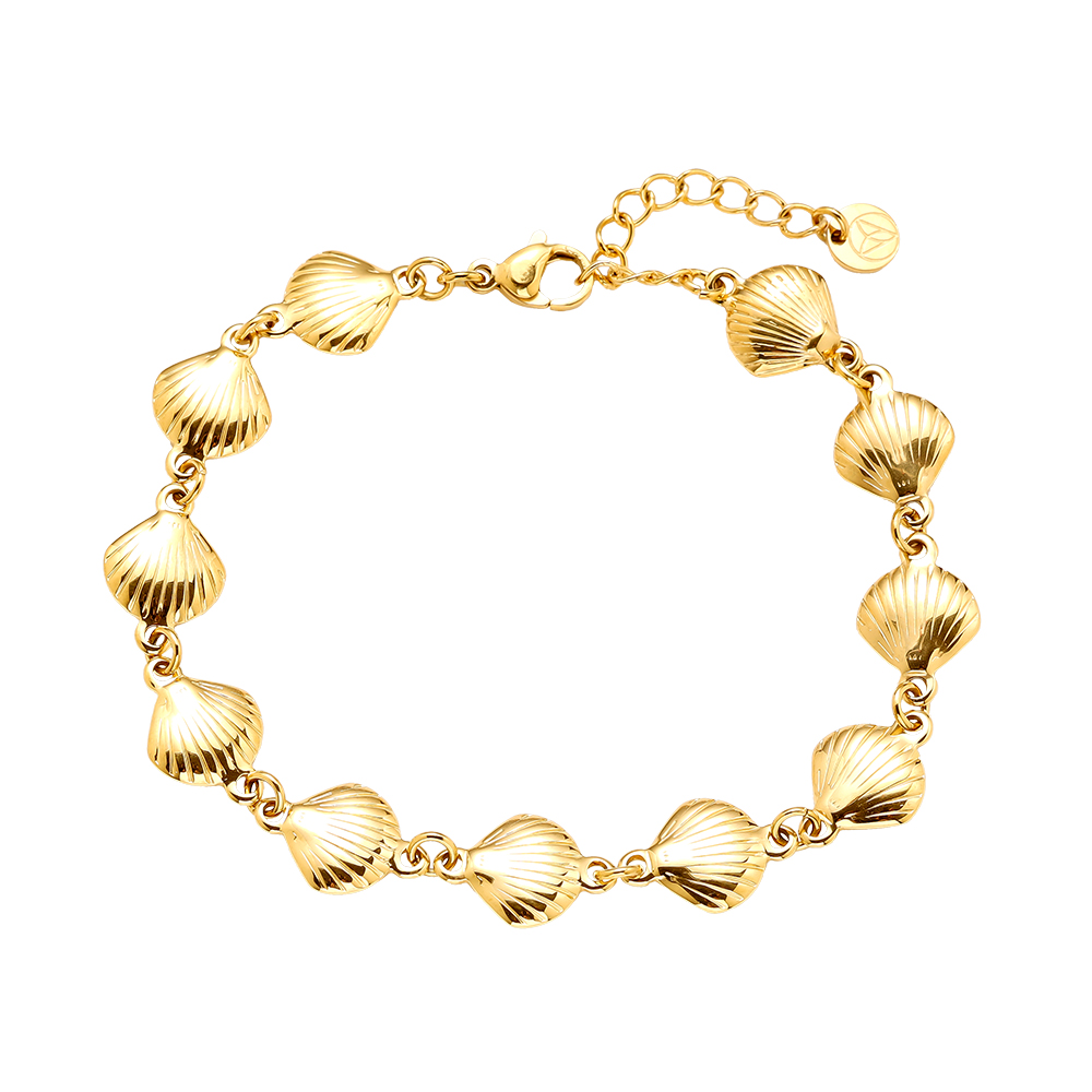 18cm Many Shell Chain Edelstahl Armband    