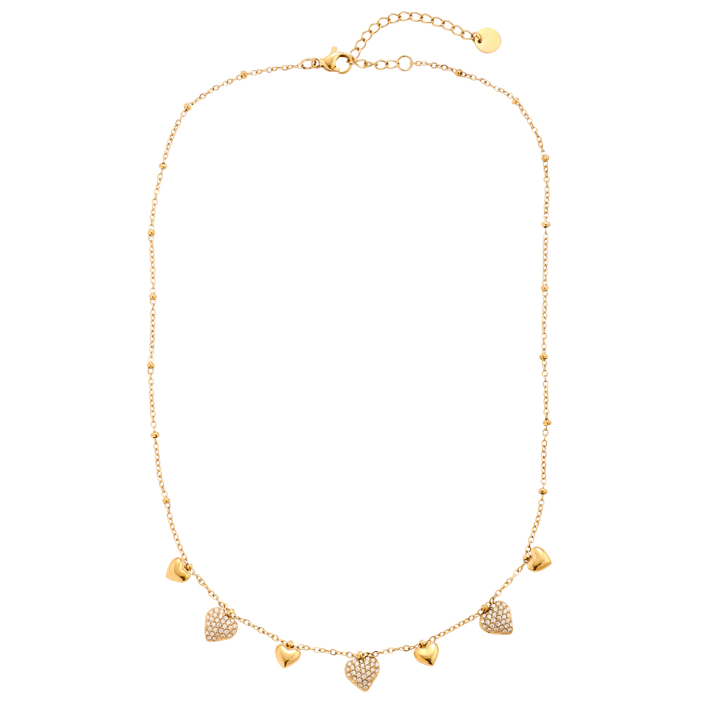 40cm Many Sweet Hearts Edelstahl Halskette     