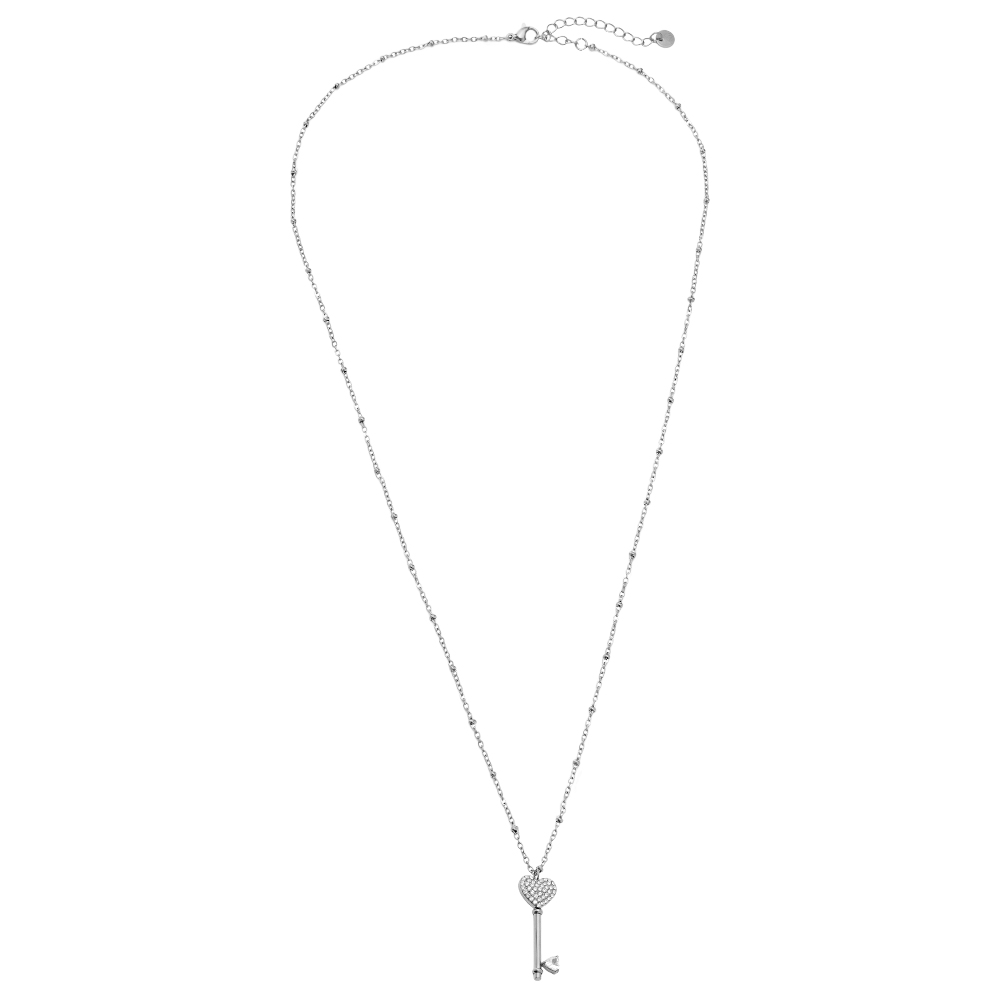 60cm Diamond Heart Key Edelstahl Halskette     
