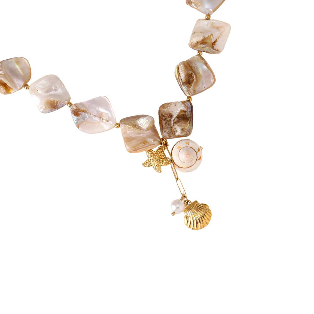 44cm Muschel-Ozean-Stil Edelstahl Halskette   