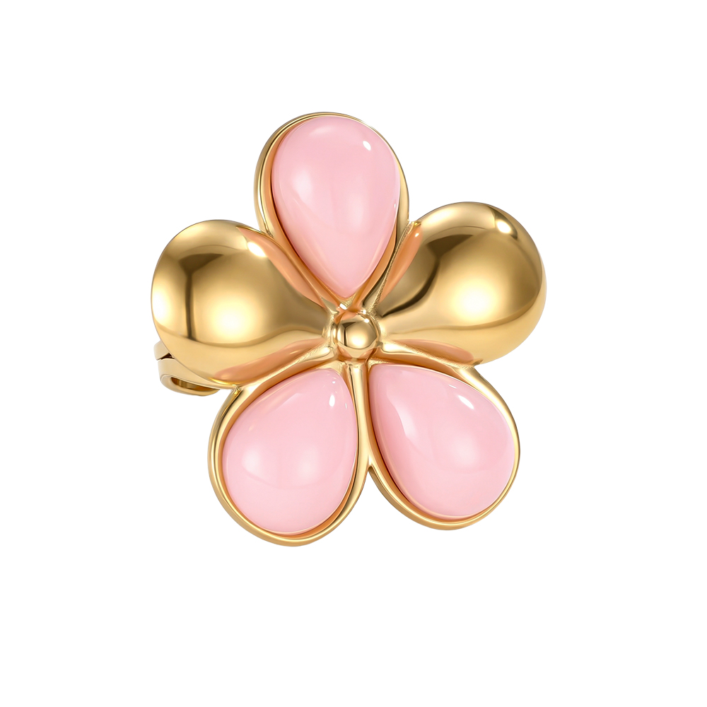 Edelstahl Ring Verstellbarer rosa Blume