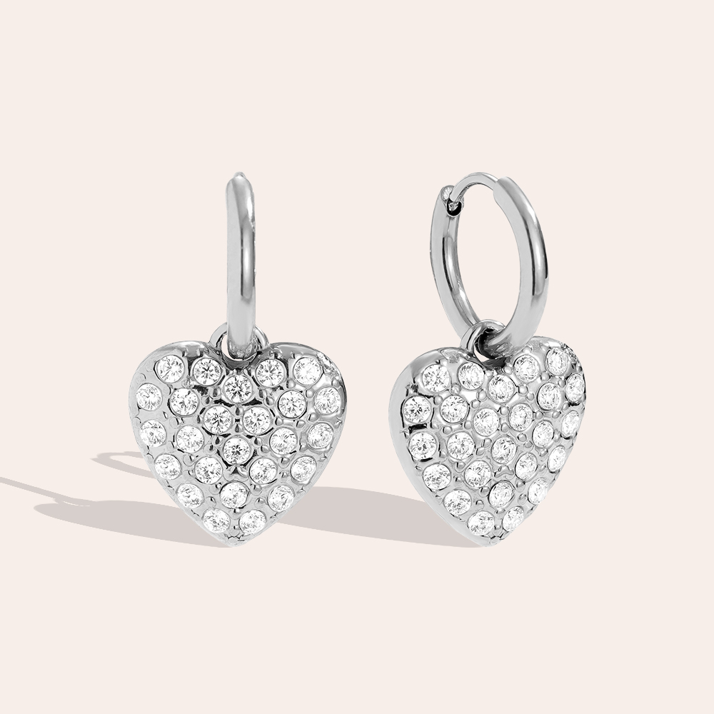 2.2cm Diamond Heart Edelstahl Ohrringe  