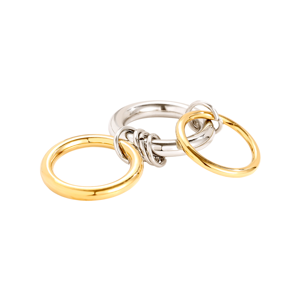 Three Layer Gold And Silver Ring Set Edelstahl Ring          