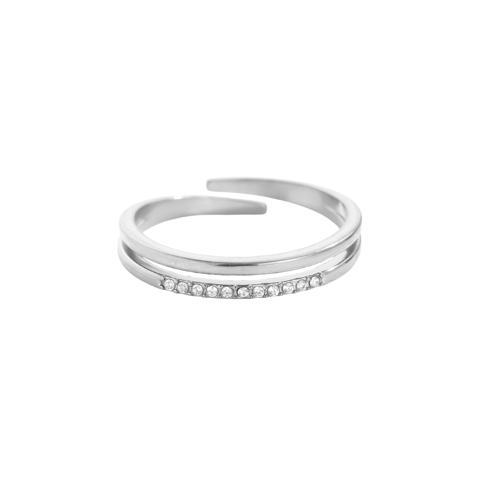 Two Layer Simple Diamond Edelstahl Ring          