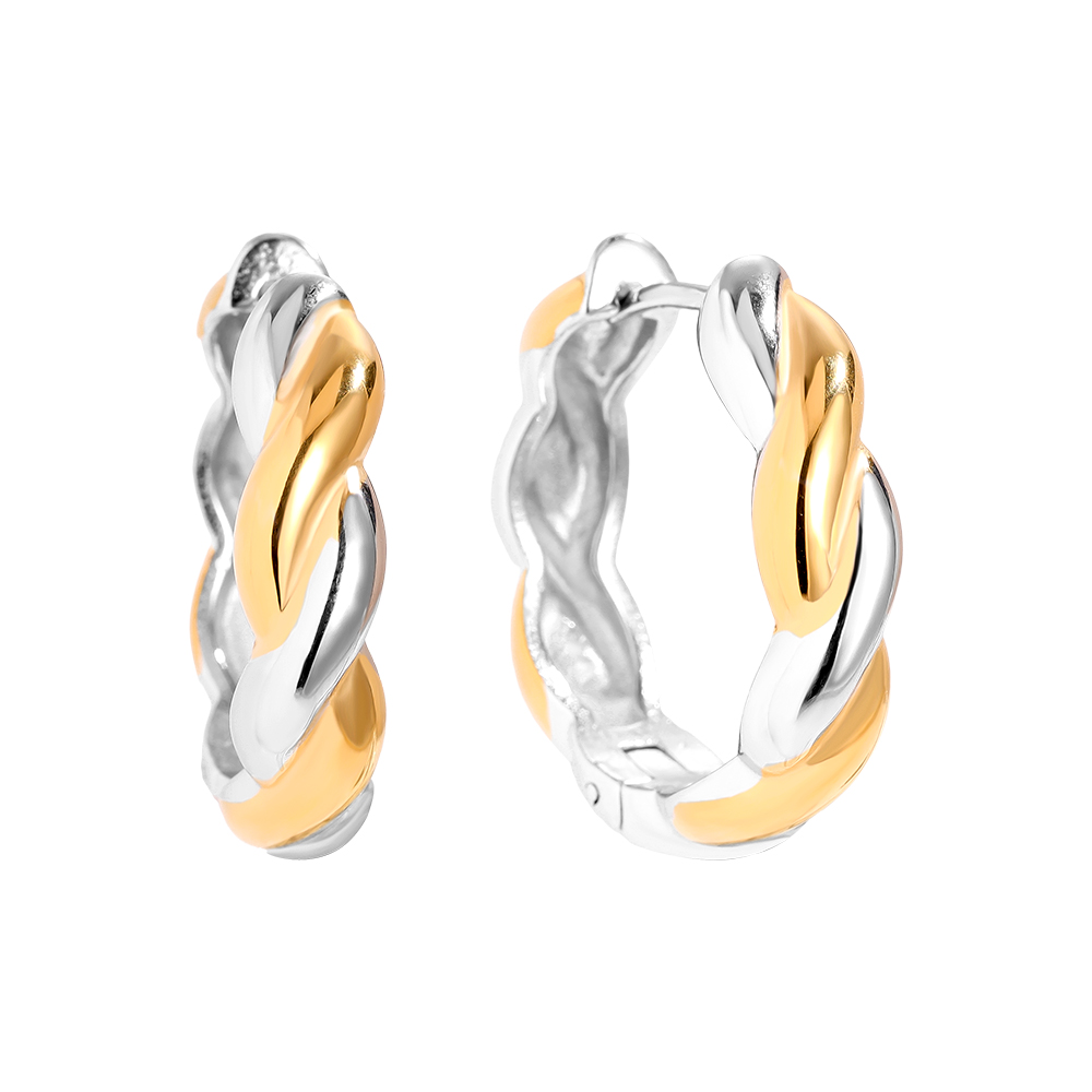2.7cm Gold And Silver Twist Hoop Edelstahl Ohrringe     