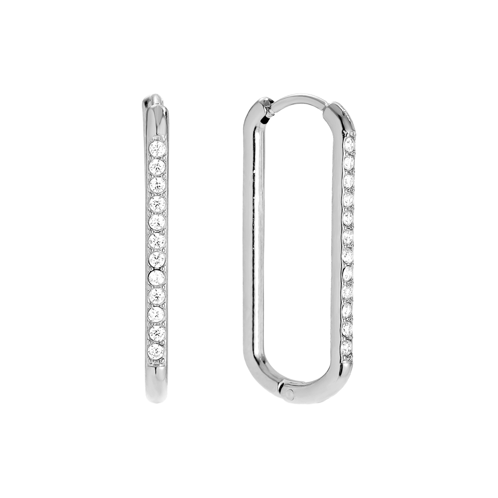 2.5cm Simple Diamond Hoop Edelstahl Ohrringe   