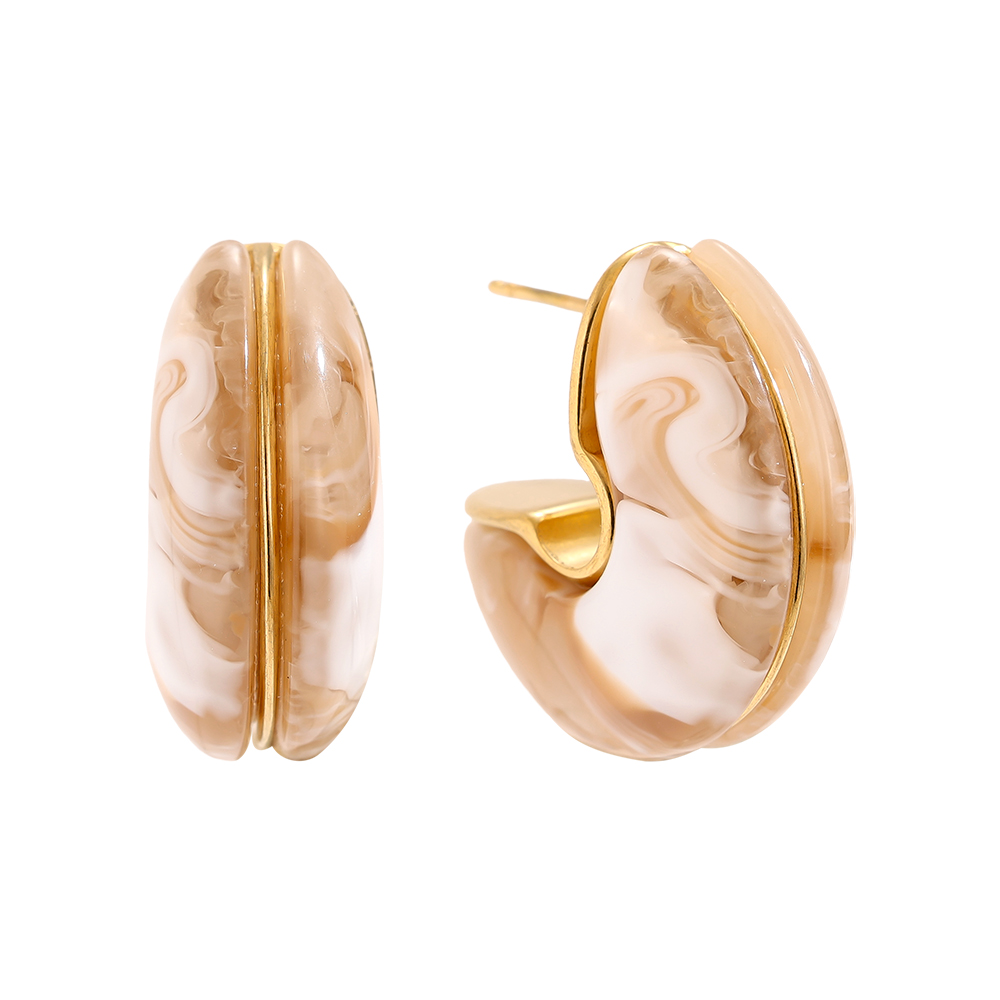 25mm Half Hoop Moon Resin Edelstahl Ohrringe       