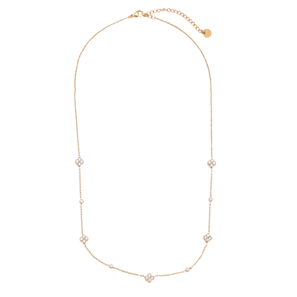 43cm Small Diamond Flower Edelstahl Halskette   