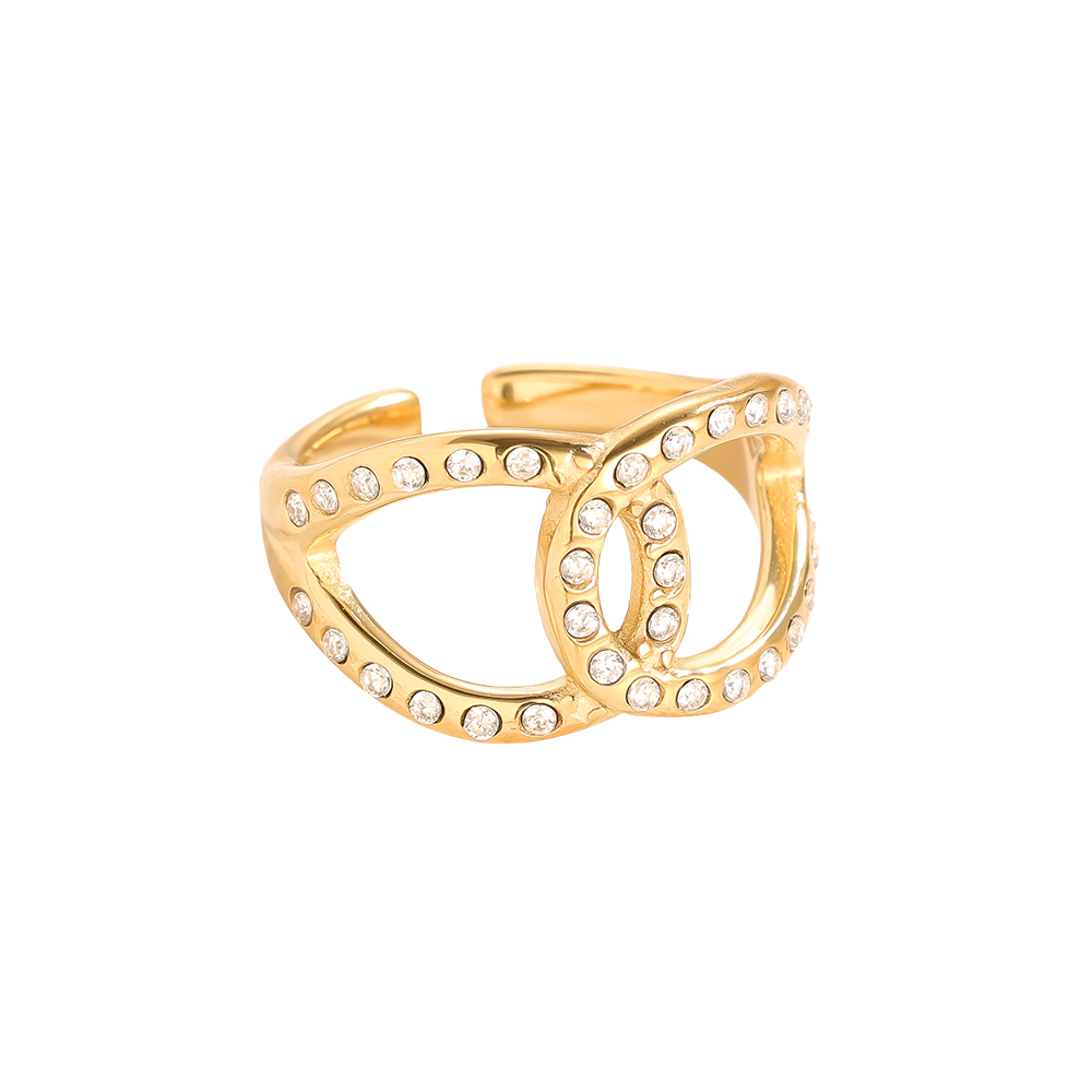 Two Diamond Drop Cycle Edelstahl Ring      