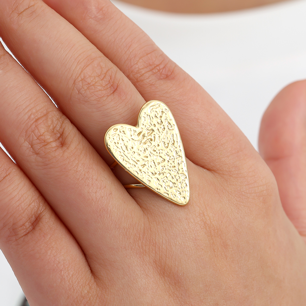 Uneven Sharp Heart Edelstahl Ring 