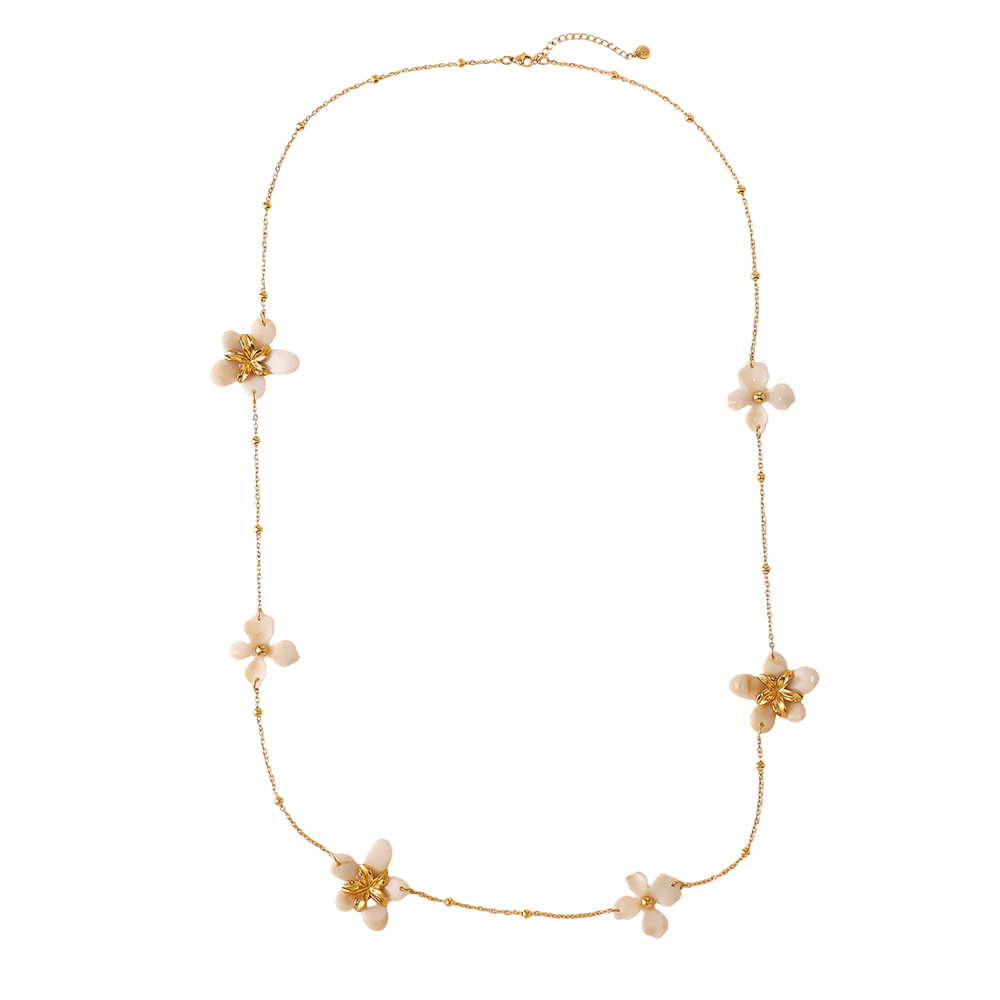 94cm Acrylblume Edelstahl Halskette      