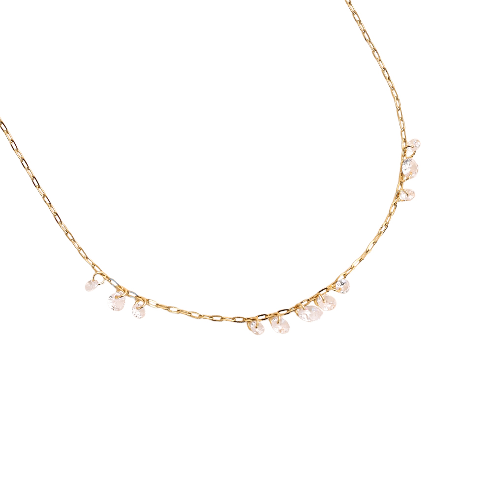 40cm Kristall Zirkonia Tropfen Edelstahl Halskette