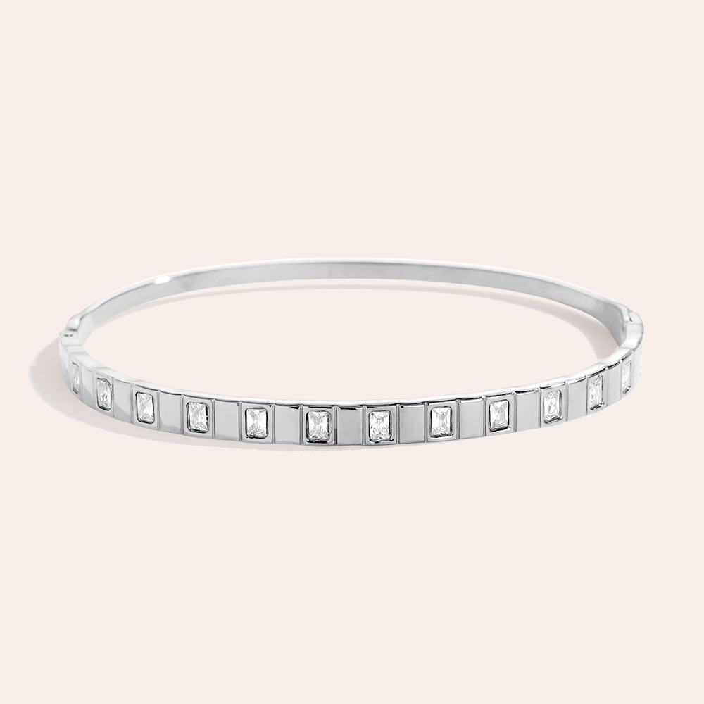 6.2cm Diameter Cube Diamonds Edelstahl Armreif    