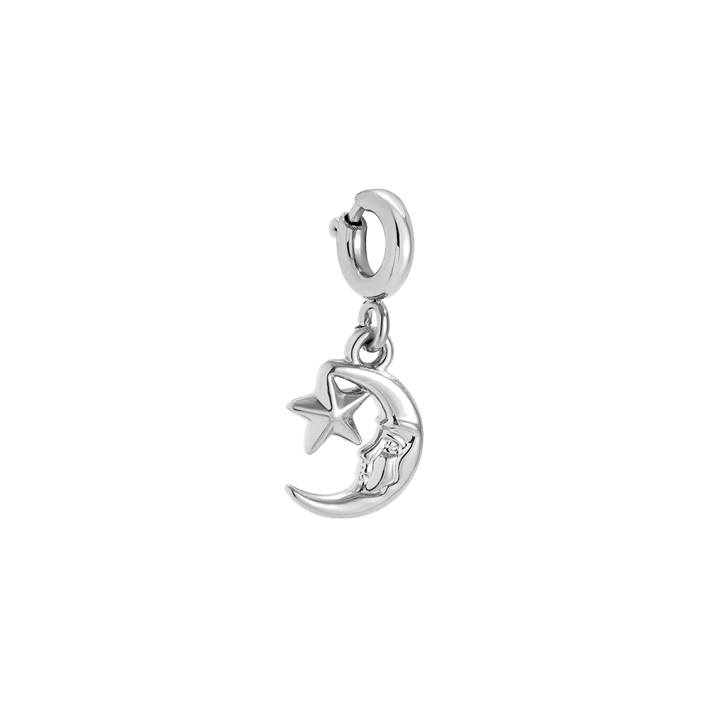 1.1cm Spring Clasp Moon And Star Edelstahl Pendant   